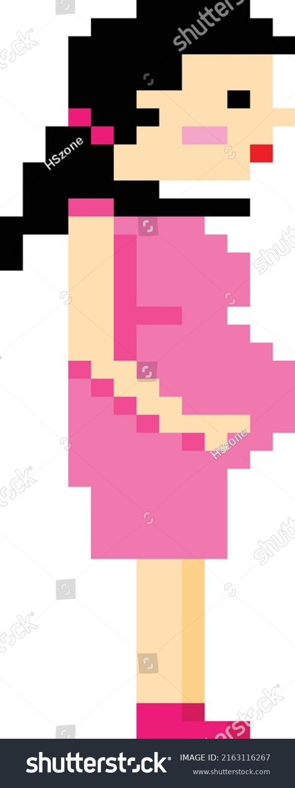 Pregnant Lady Pixel Art Vector Illustration Stock Vector Royalty Free