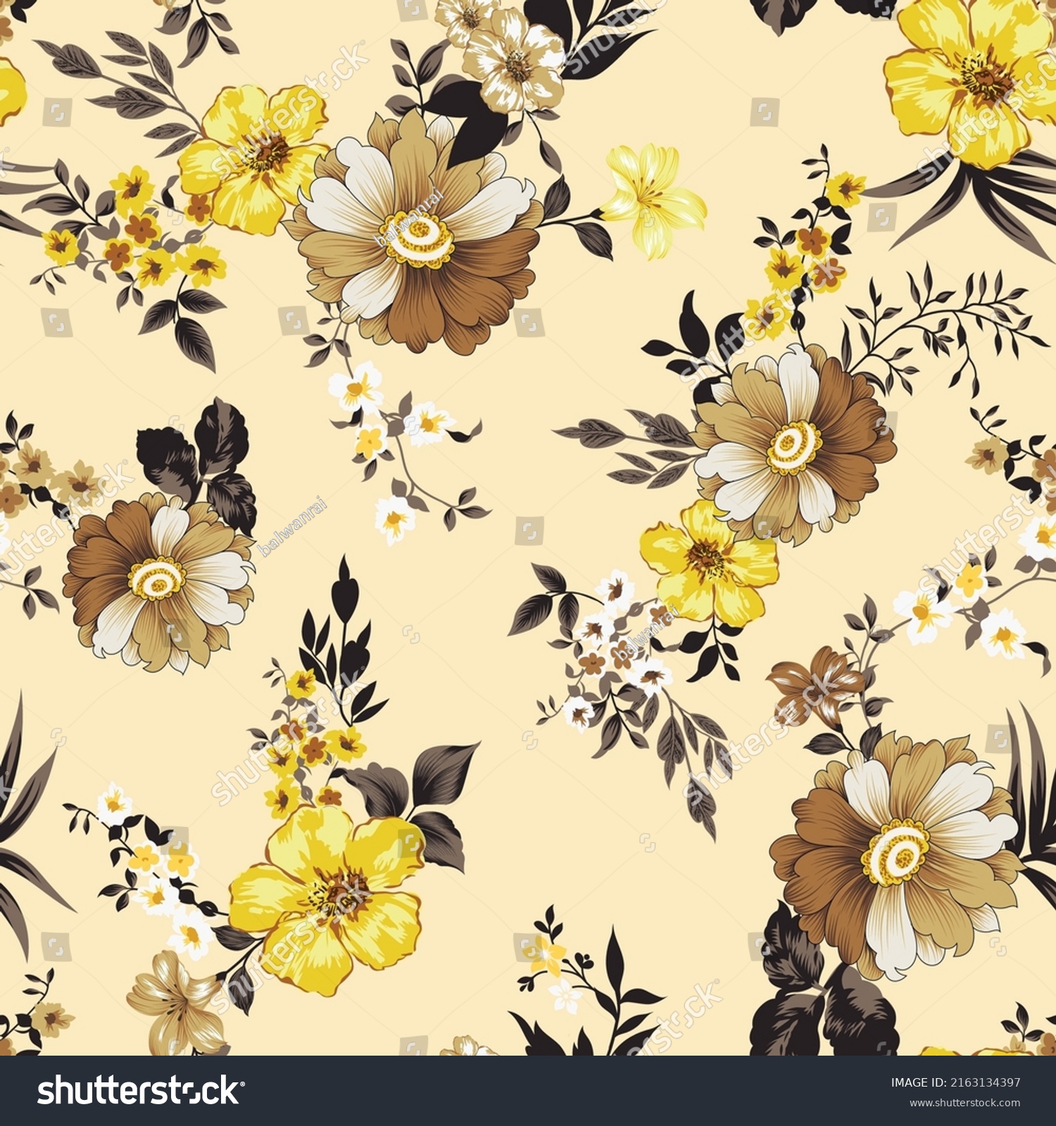 Flower Seamless Pattern On Background Stock Vector Royalty Free