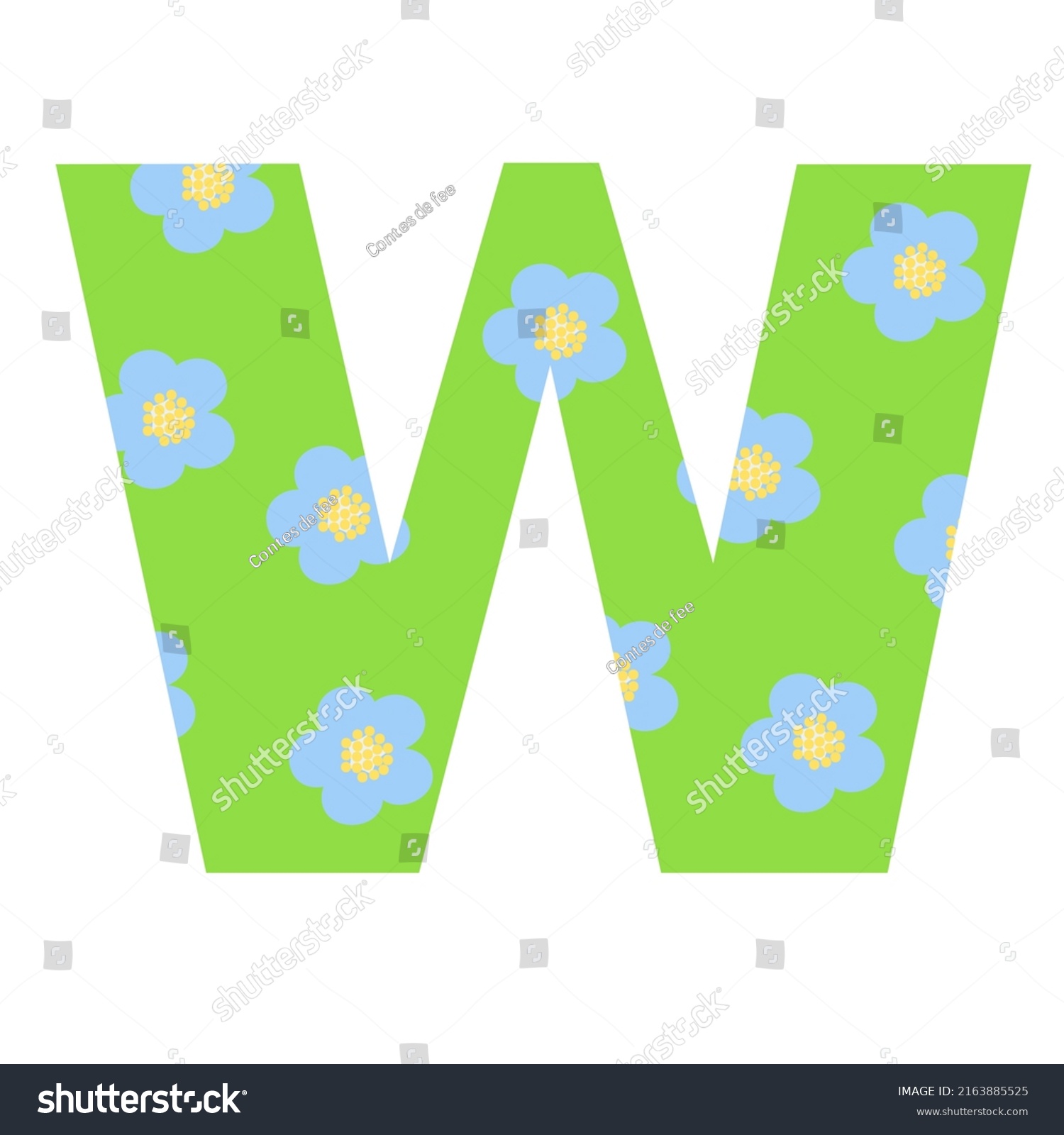 Capital Bright Green Decorated Spring Flowers Stock Vector Royalty