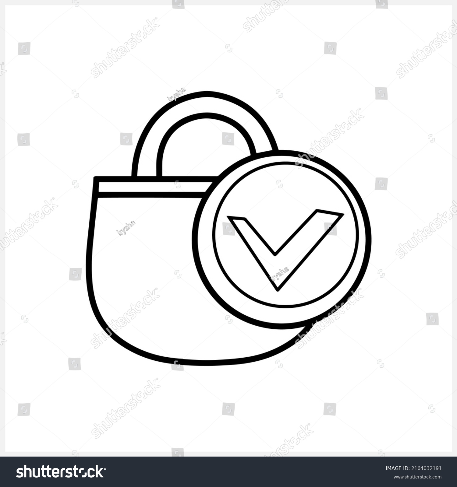 Doodle Lock Check Mark Clipart Isolated Stock Vector Royalty Free