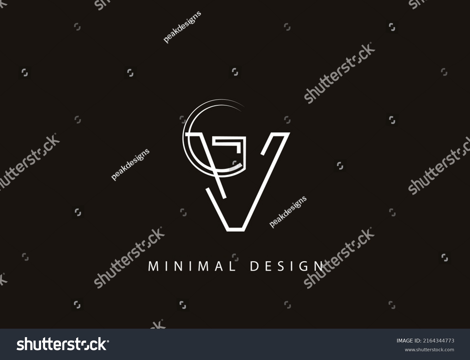 Alphabet Letter Vg Logo Design Line Stock Vector Royalty Free