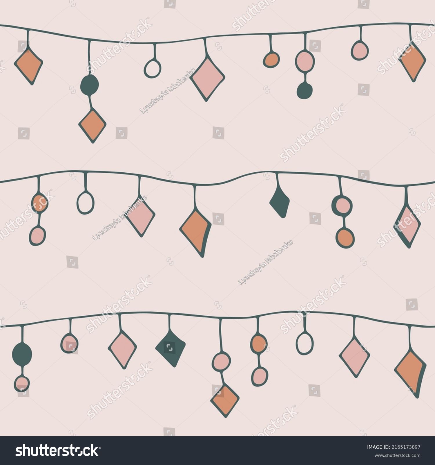 Vector Seamless Pattern Hand Drawn Garlands Stock Vector Royalty Free