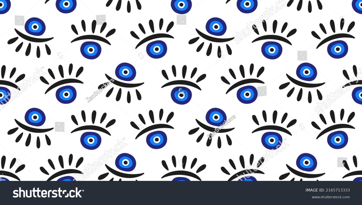 Evil Eyes Seamless Pattern Blue White Stock Vector Royalty Free