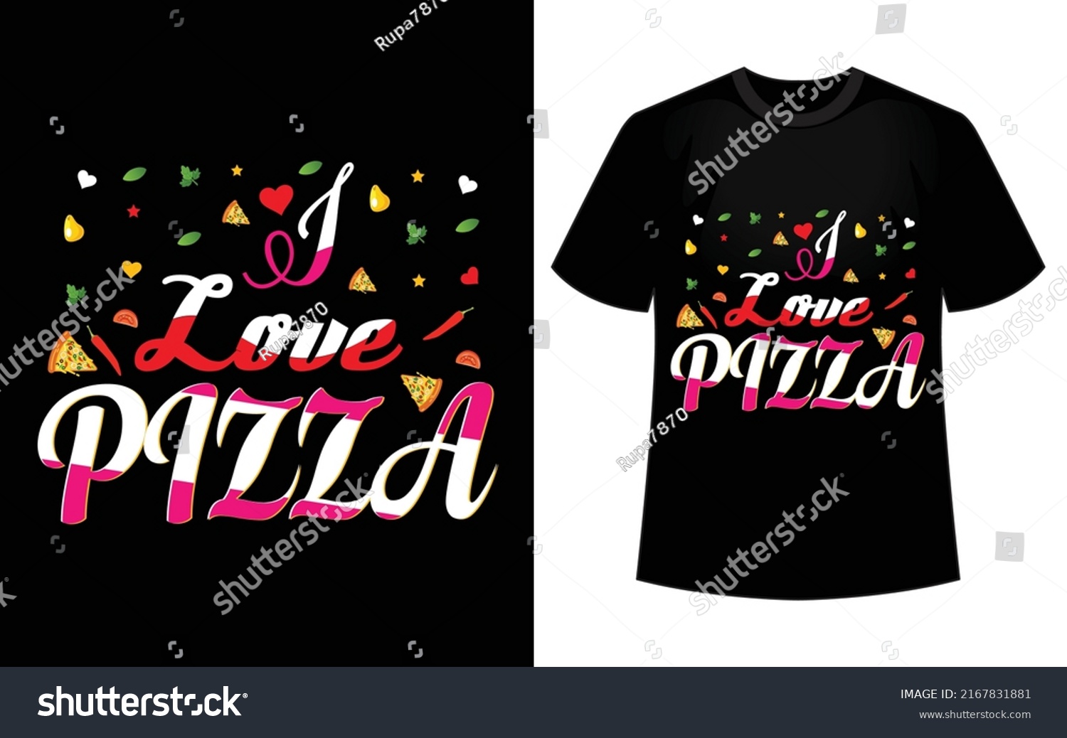 Pizza Typography Tshirt Design Vector File Stock Vector Royalty Free