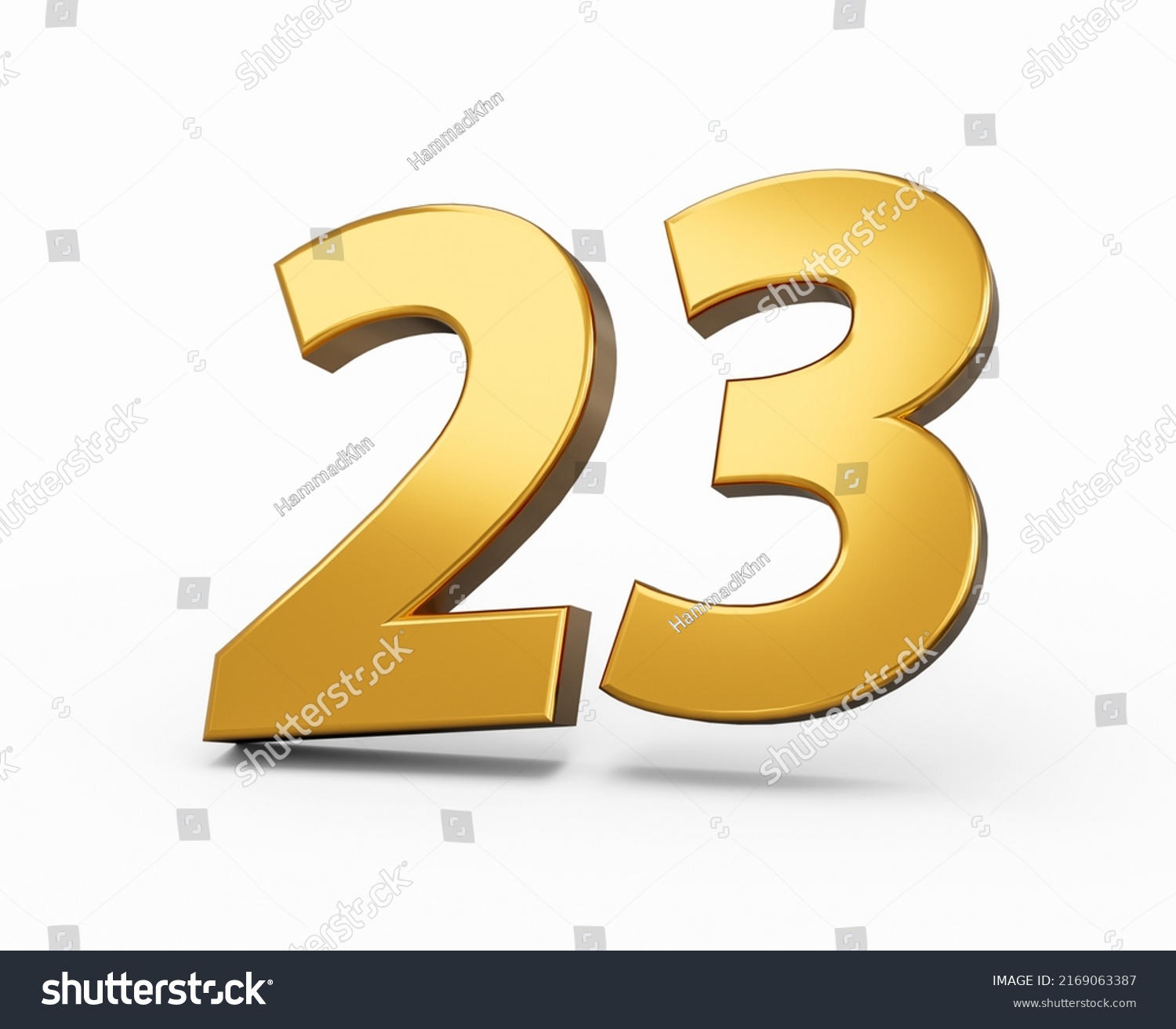 Gold Number 23 Twenty Three Isolated Stock Illustration 2169063387