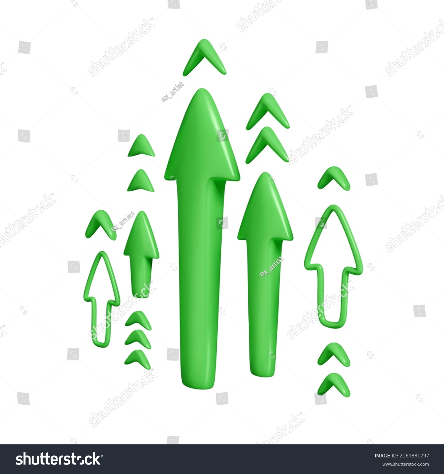 3d Green Arrows Set Render Arrows Stock Vector Royalty Free