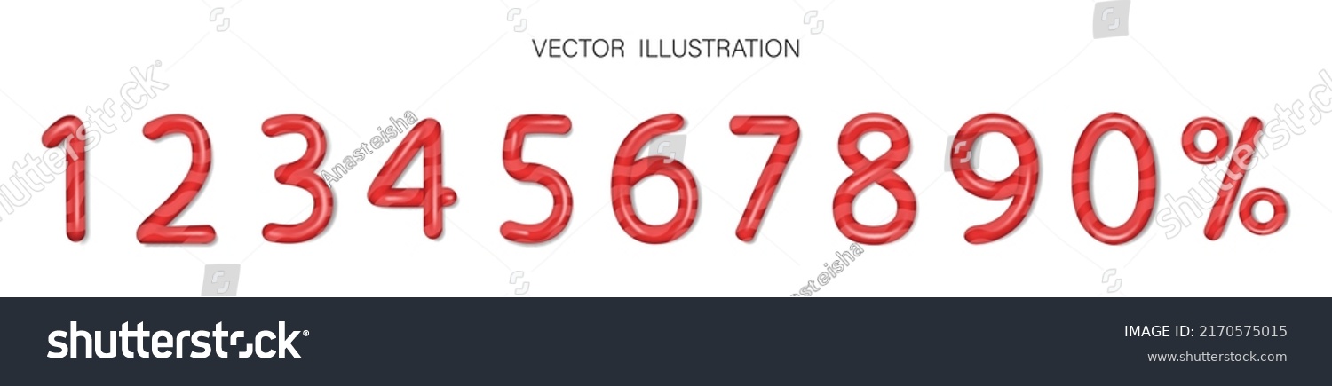 Cartoon Vector Set D Red Numbers Stock Vector Royalty Free