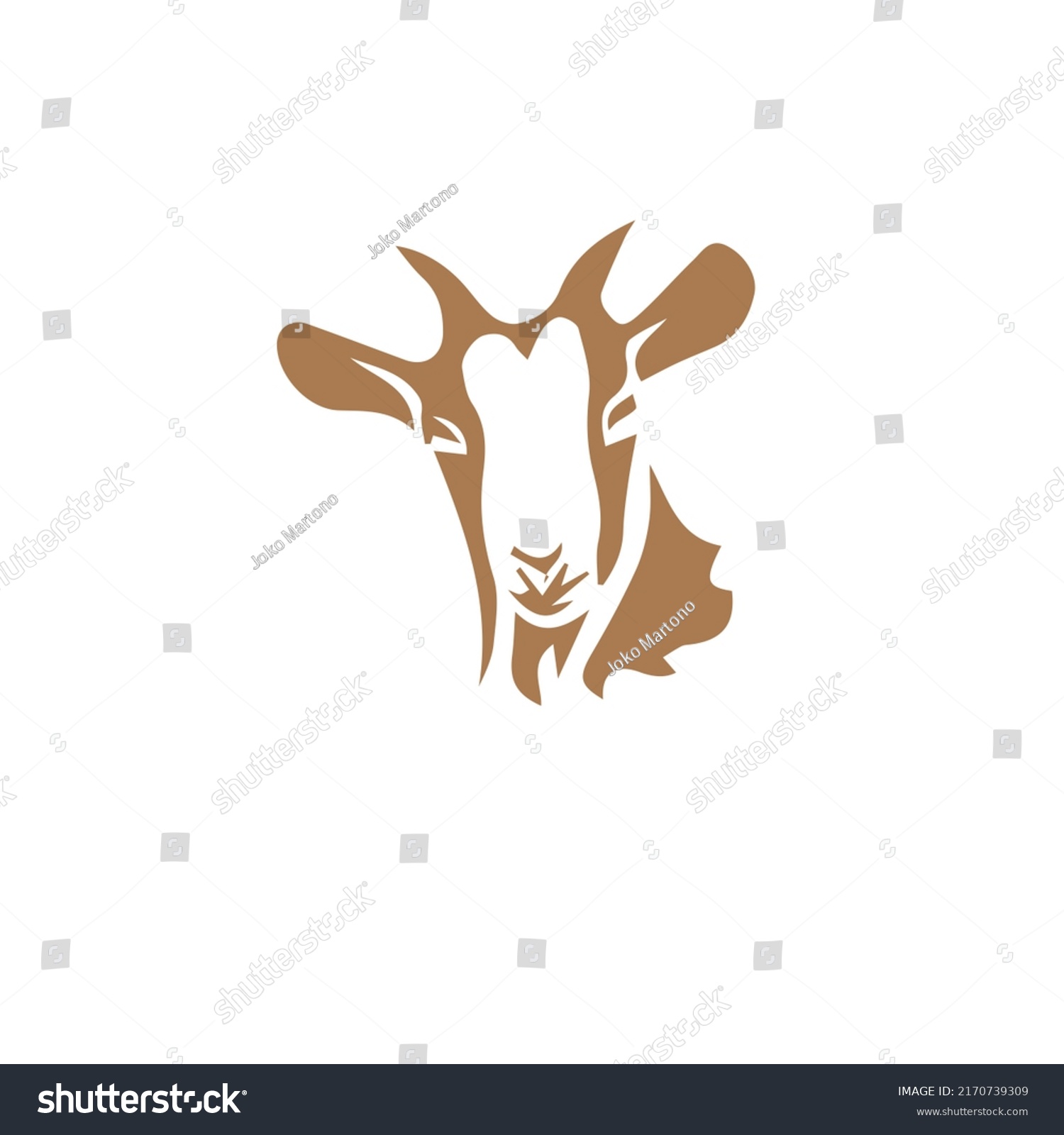 Cute Brown Goat Head Design Sketch Stock Illustration 2170739309