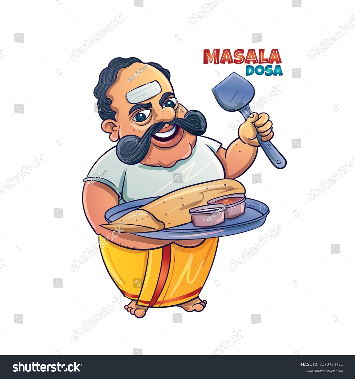 South Indian Cook Masaladosa Dish His Stock Vector Royalty Free