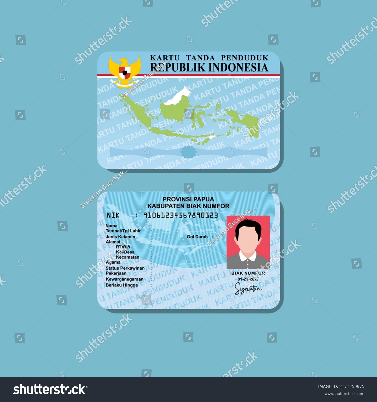 Tarjeta de identificación de KTP Indonesia vector de stock libre de