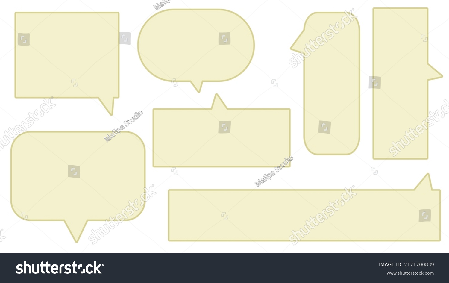 Collection Set Cute Yellow Speech Bubble Stock Vector Royalty Free