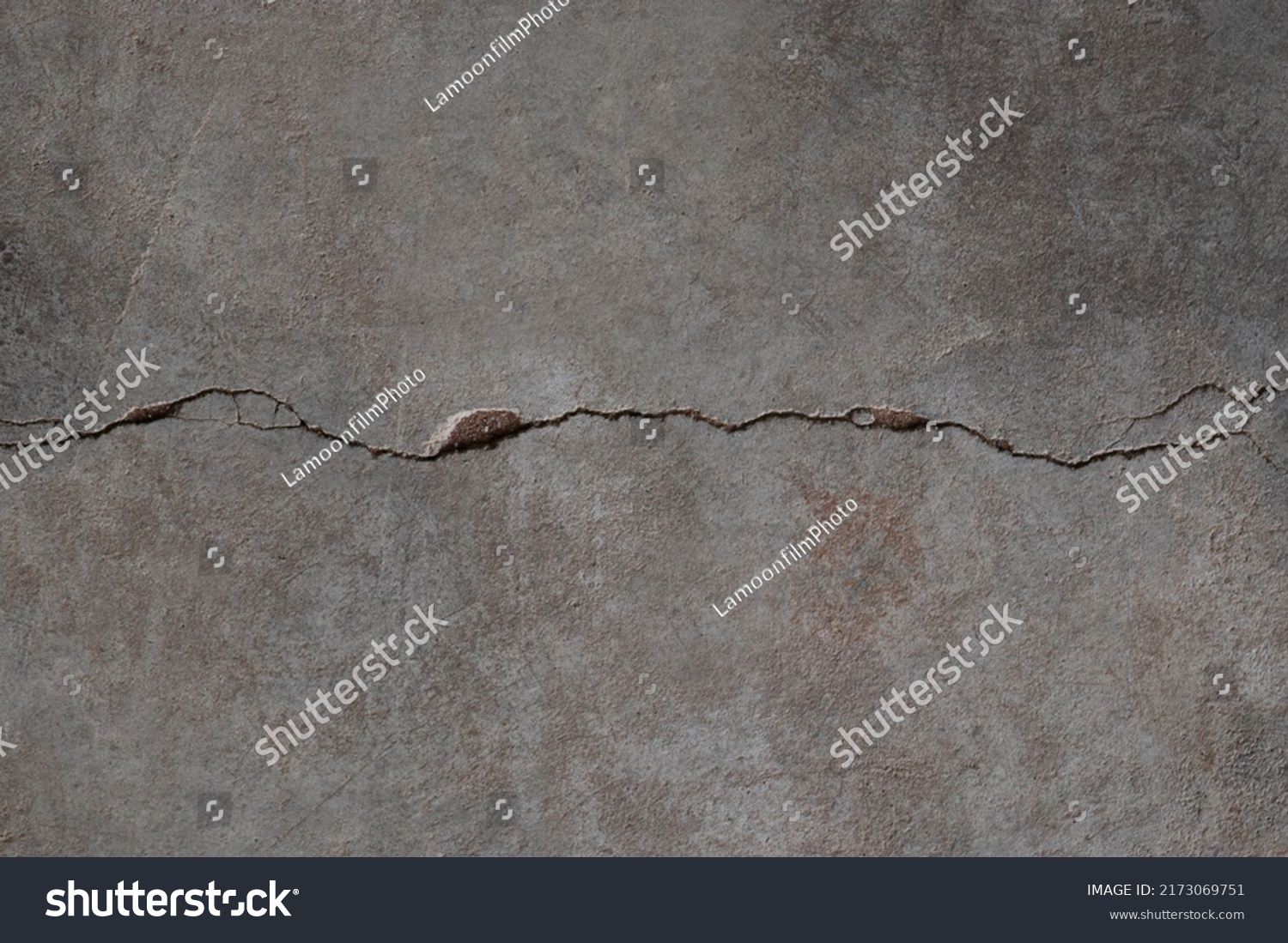 Cracked Black Concrete Ground Gloomy Cement Stock Photo