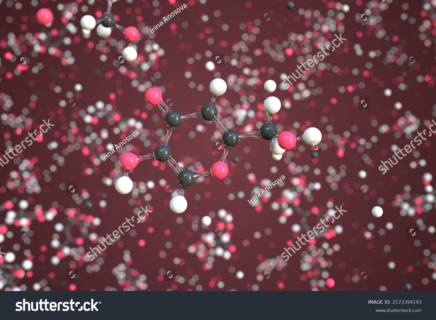 Kojic Acid Molecule Scientific Molecular Model Stock Illustration