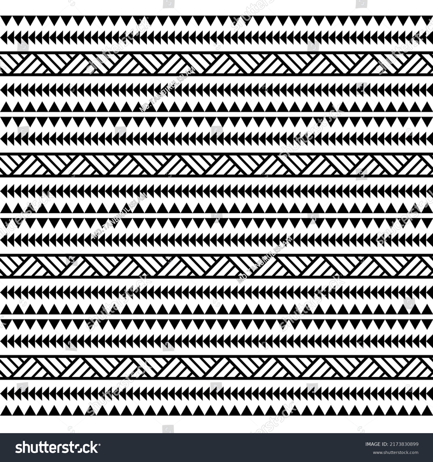 Geometric Polynesian Maori Tribal Seamless Pattern Stock Vector