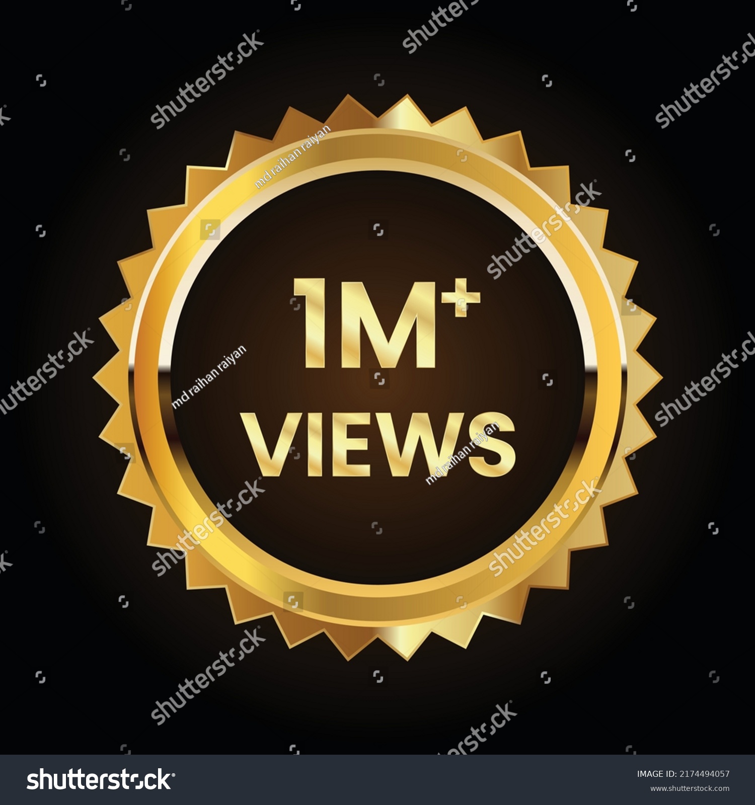 Golden Color Million Plus Views Stock Vector Royalty Free