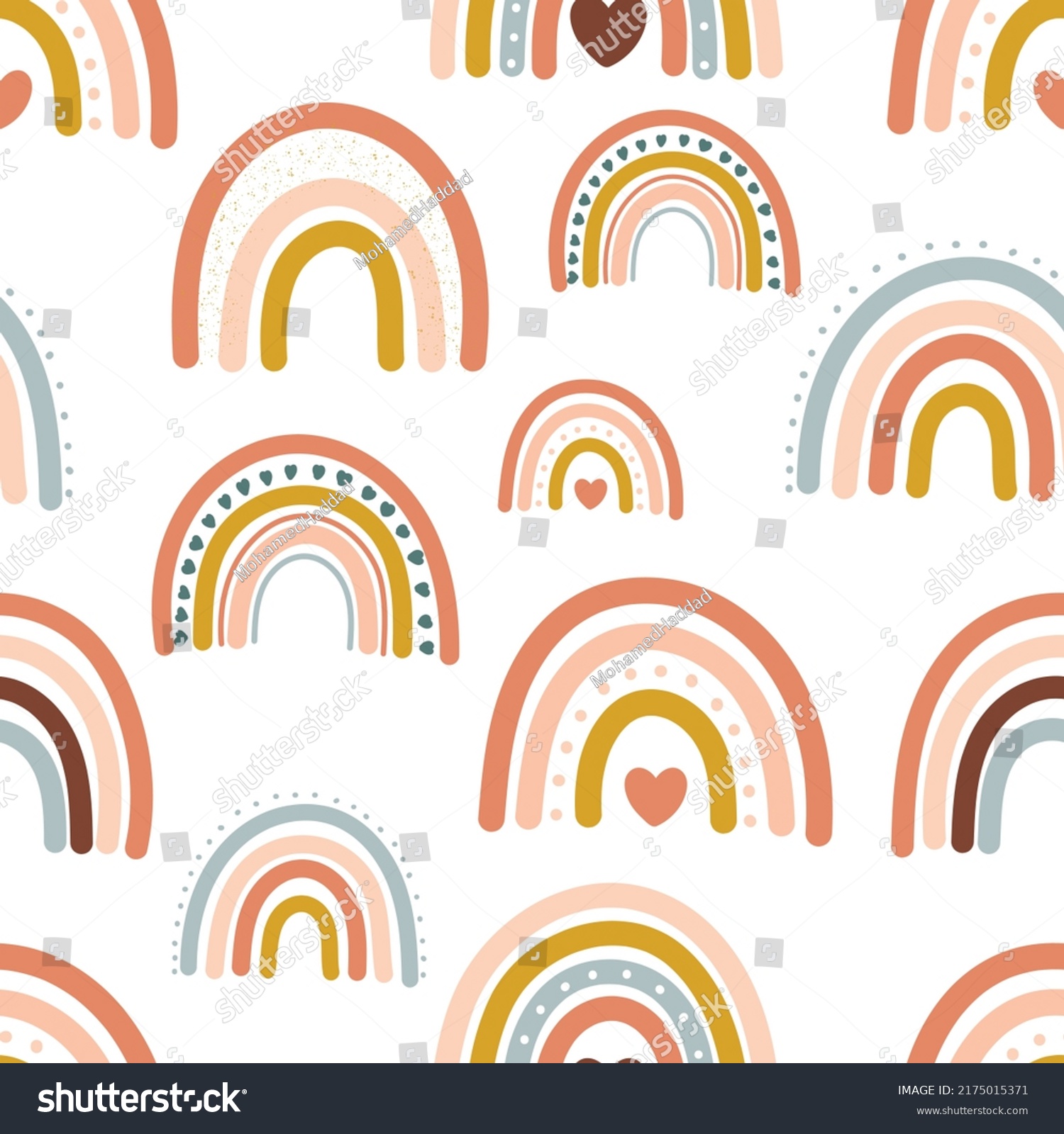 Boho Rainbows Seamless Pattern Rainbows Pattern Stock Vector Royalty