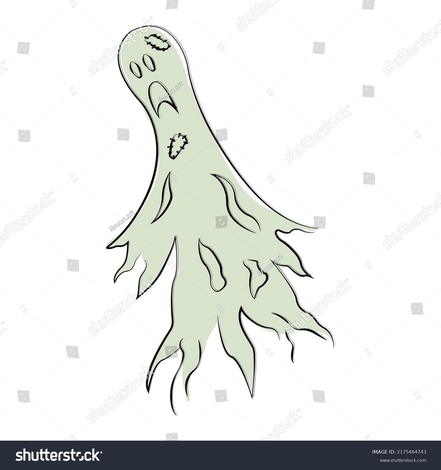 Vector Illustration White Ghost Phantom Silhouette Stock Vector