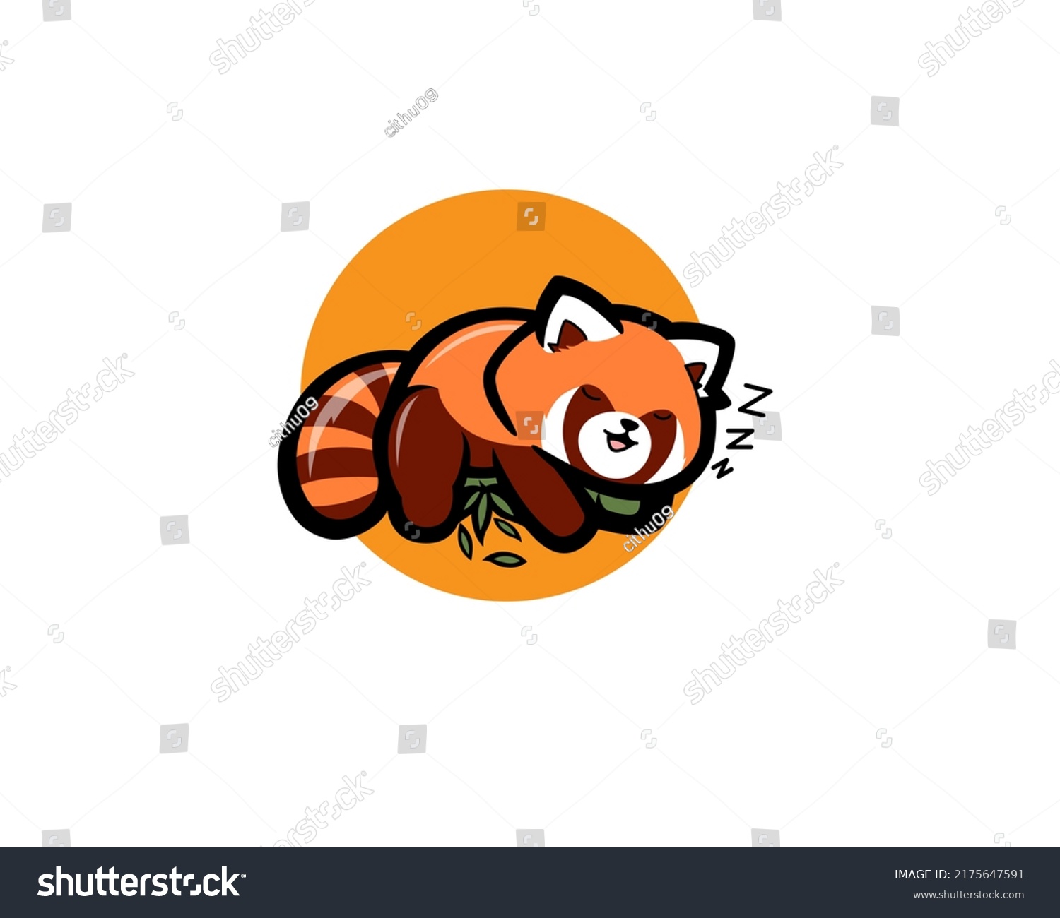 Red Panda Sleep On Bamboo Stock Vector Royalty Free