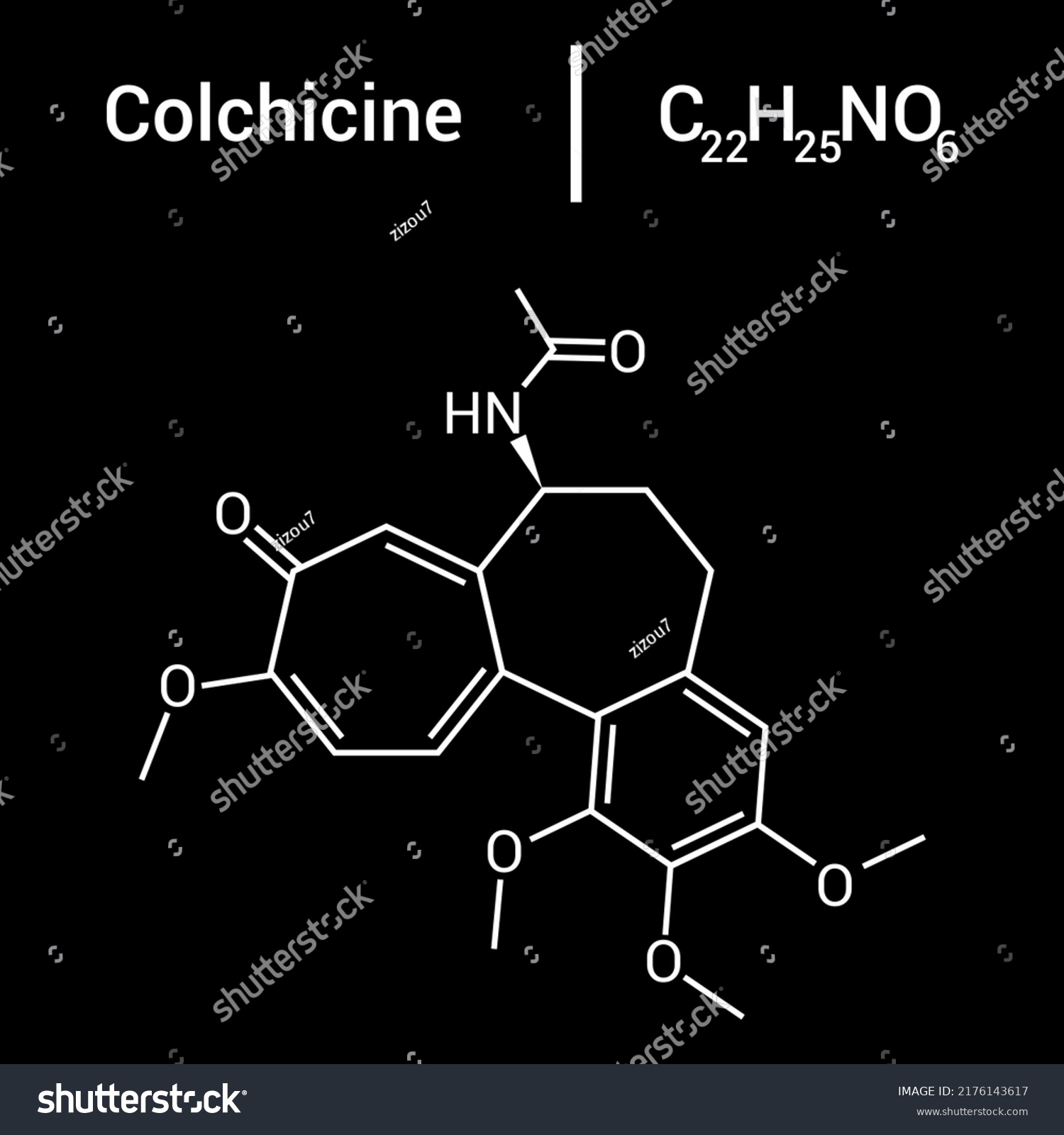 Chemical Structure Colchicine C H No Stock Vector Royalty Free