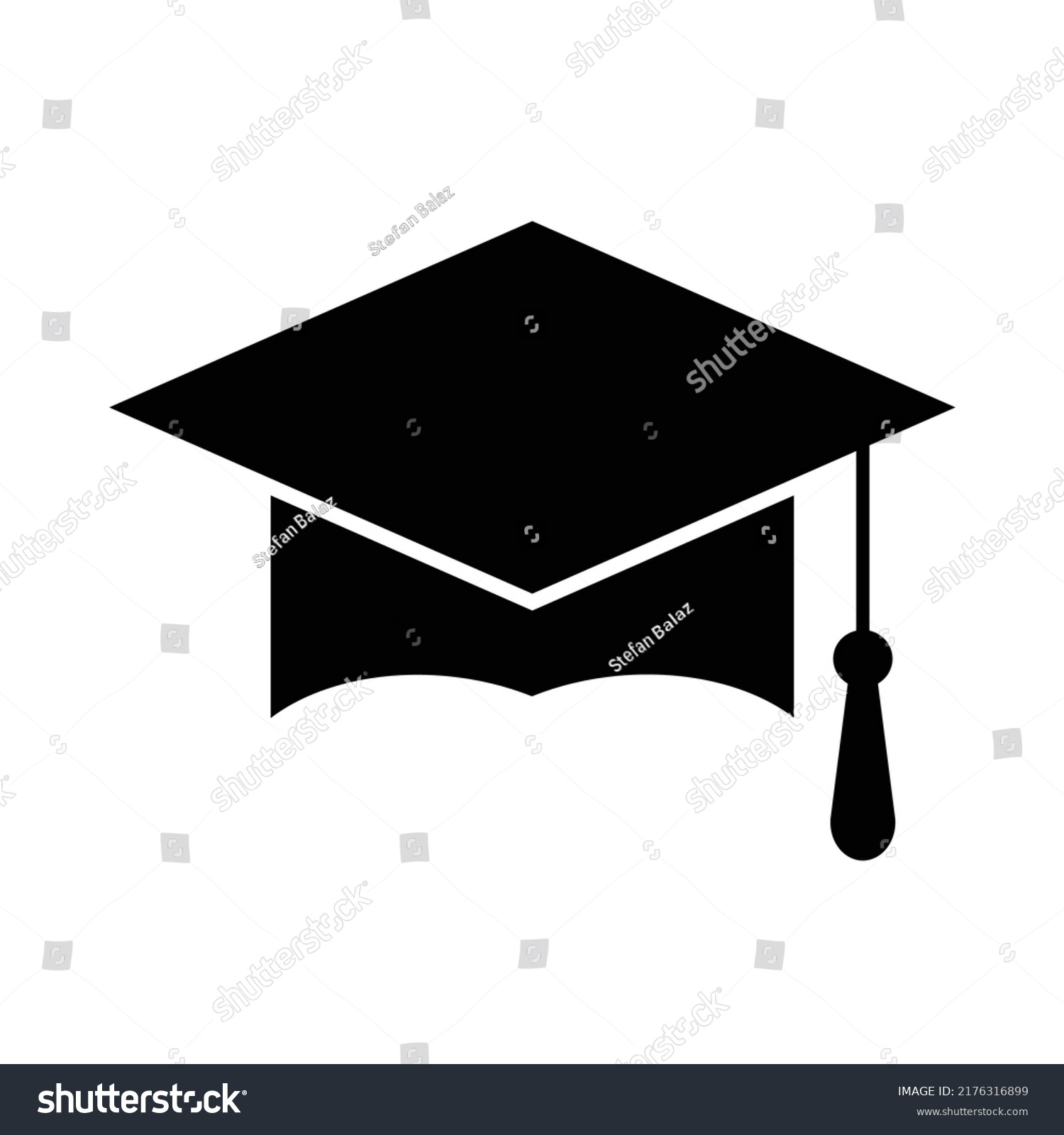 Graduation Hat Icon On White Background Stock Vector Royalty Free