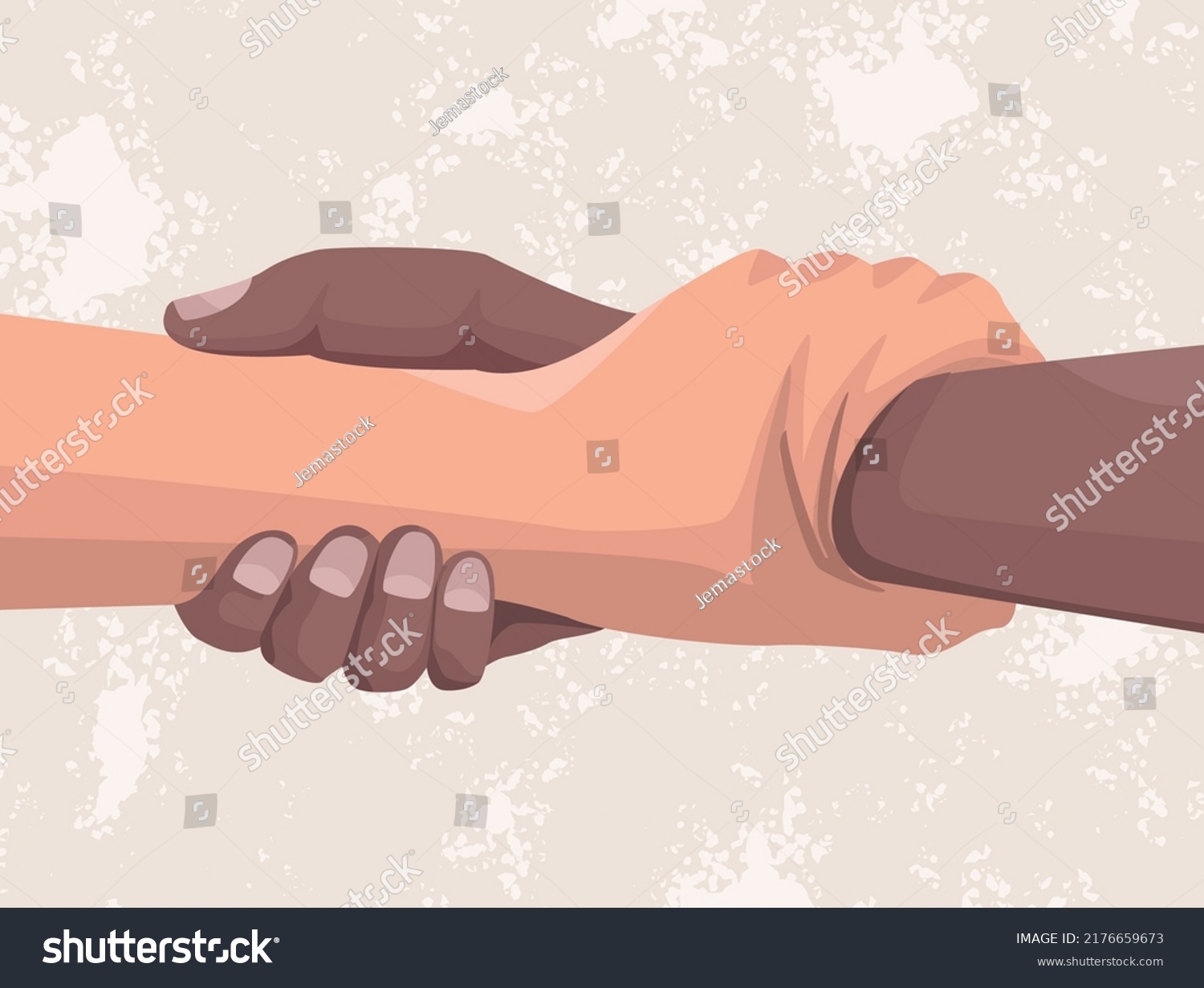 Solidarity Hands Connecting Friendly Scene Stock Vector Royalty Free