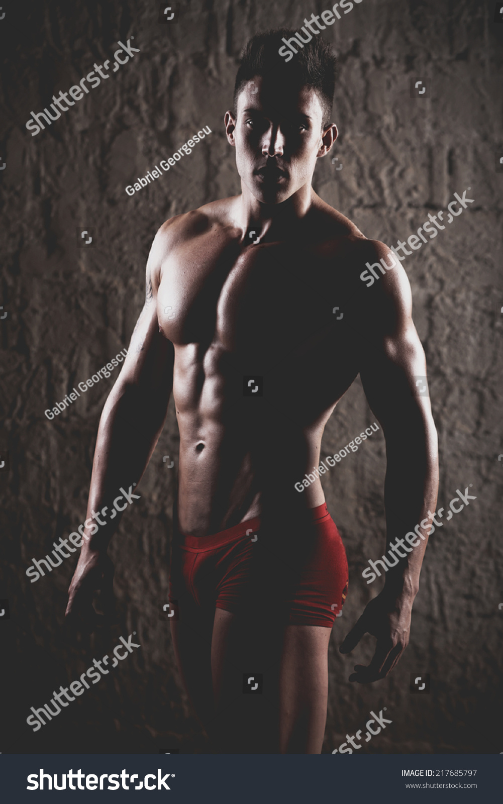 Sexy Portrait Very Muscular Shirtless Male Stock Photo Shutterstock