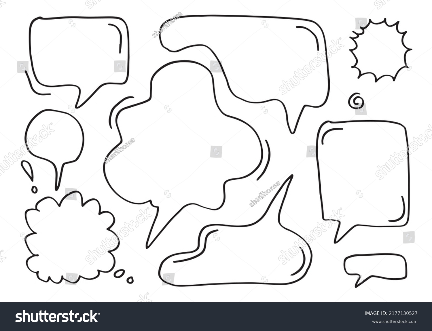 Set Hand Drawn Sketch Speech Bubbles Stock Vector Royalty Free