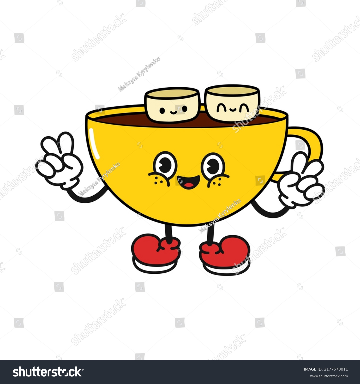 Cute Funny Cup Coffee Character Vector Stock Vector Royalty Free