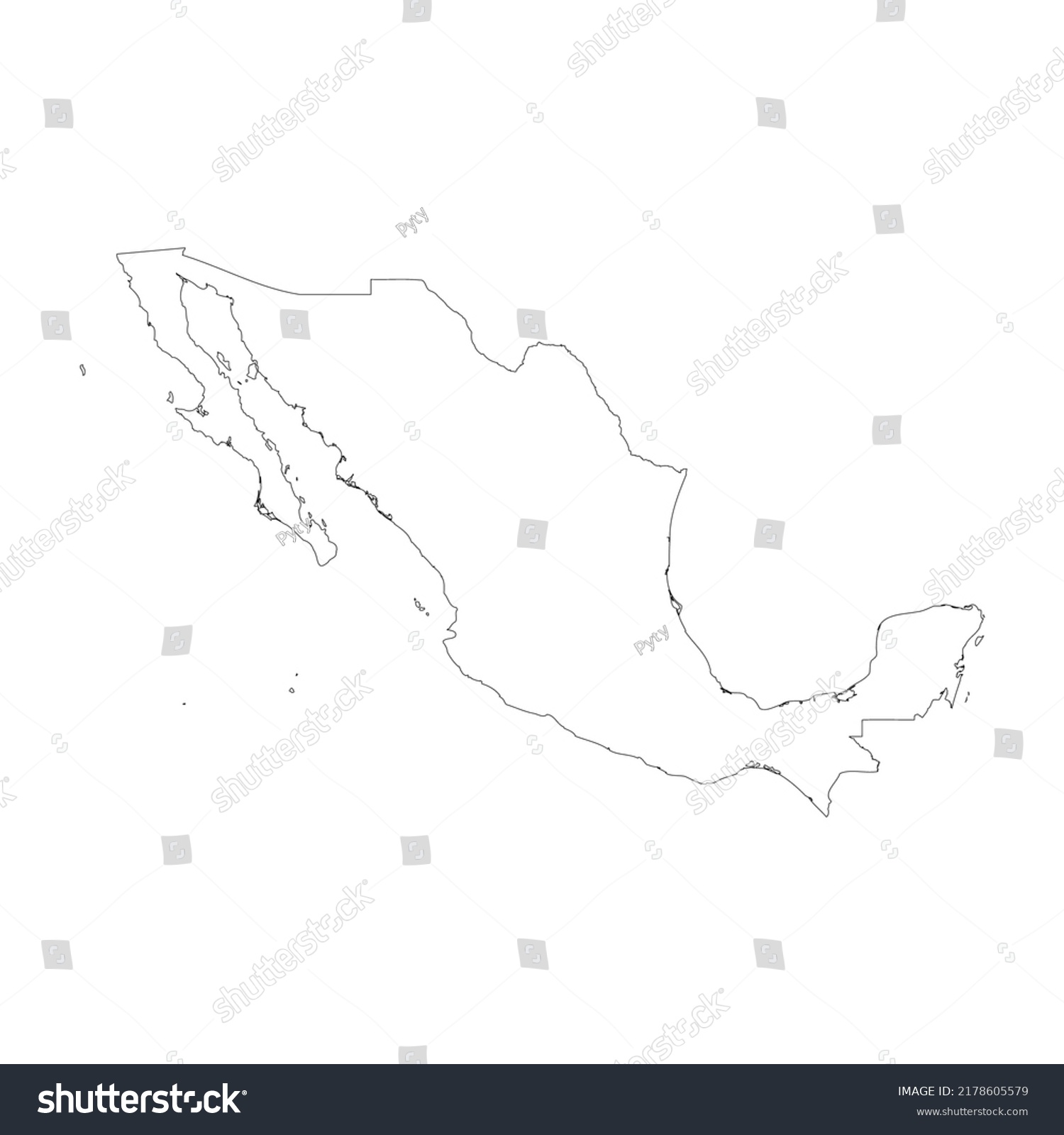 Mexico Vector Country Map Outline Stock Vector Royalty Free