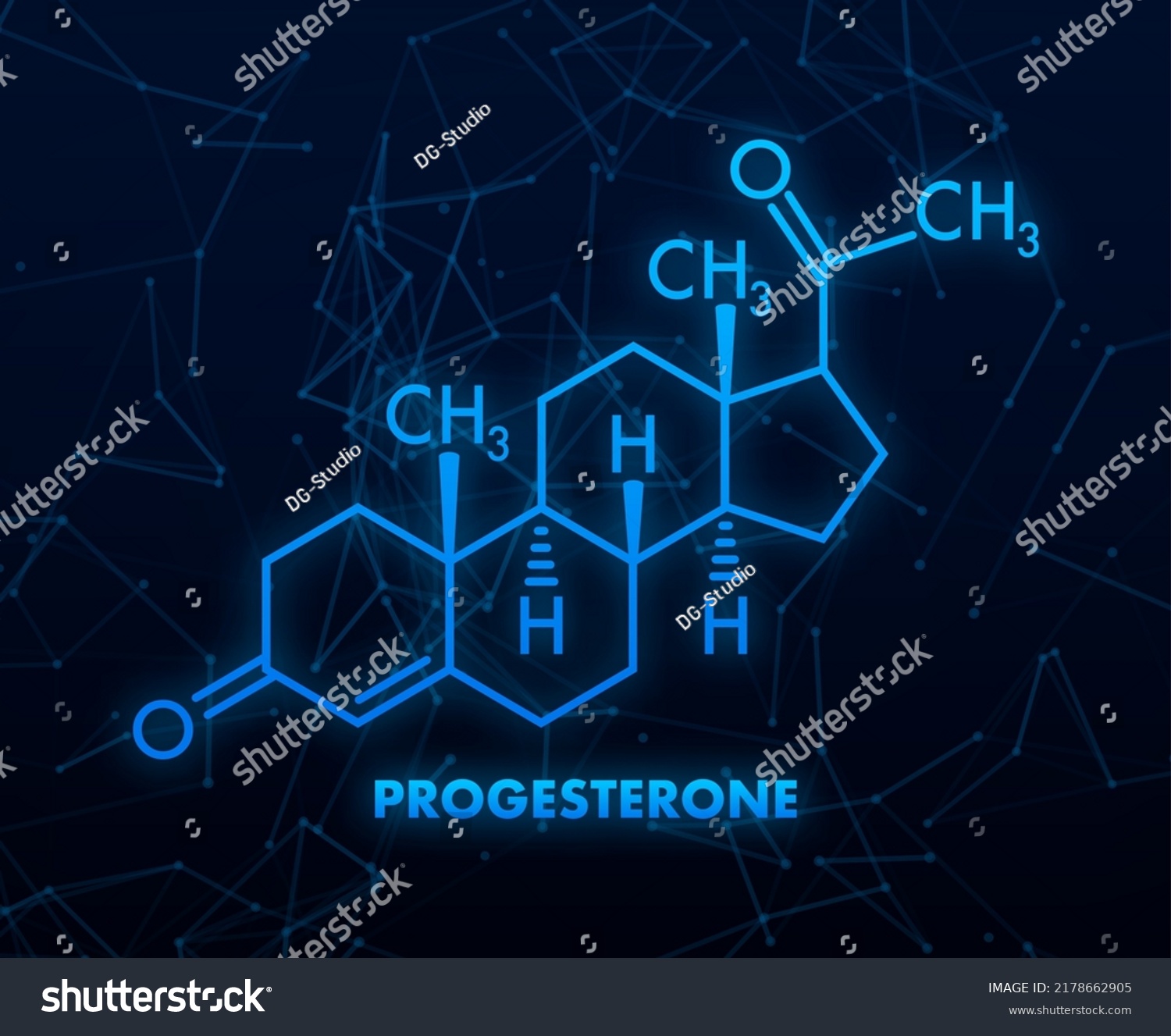 Progesterone Female Sex Hormone Molecule Vector Stock Vector Royalty