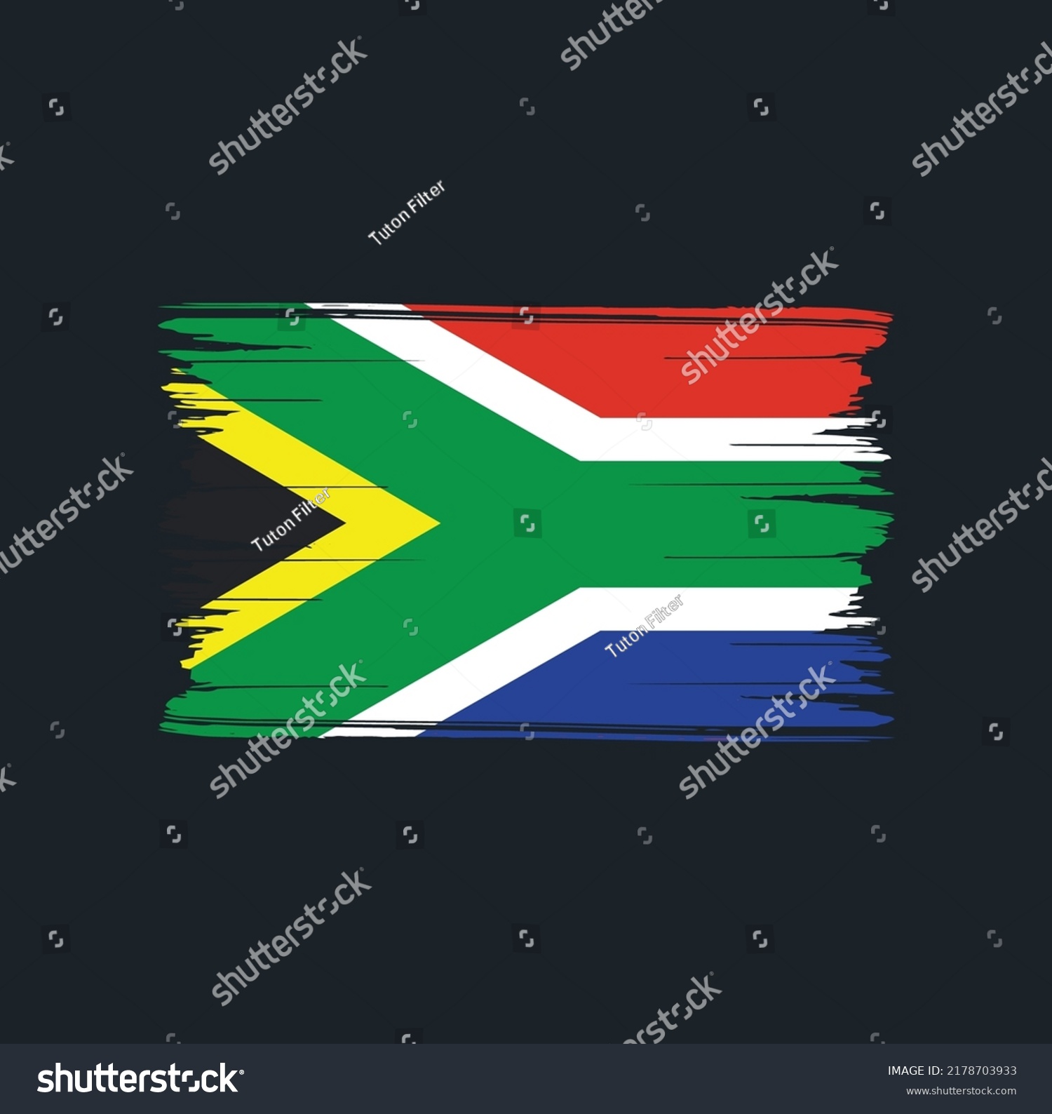 South Africa Flag Brush National Flag Stock Vector Royalty Free