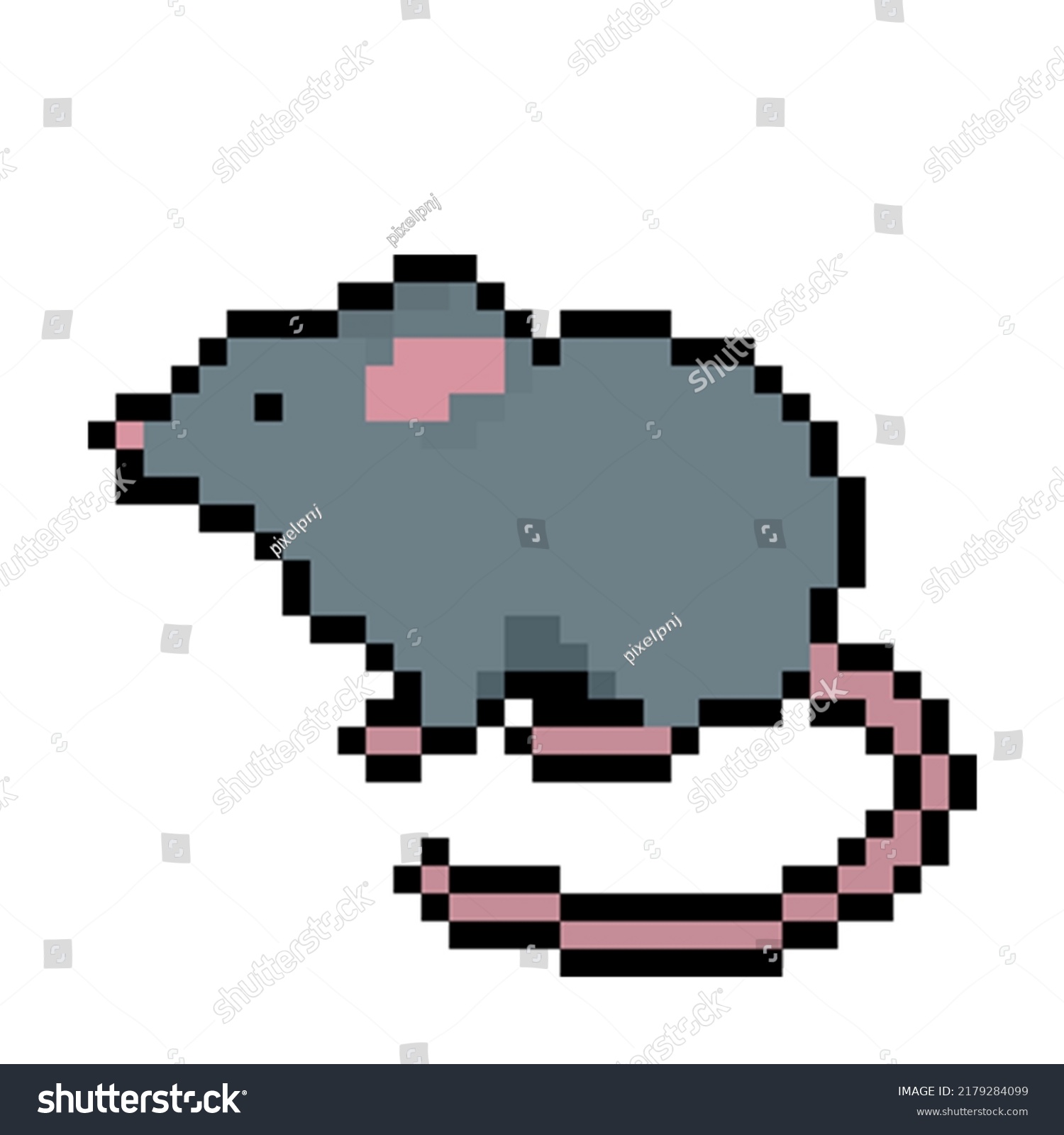 Rat Pixel Art Bit เวกเตอรสตอก ปลอดคาลขสทธ Shutterstock