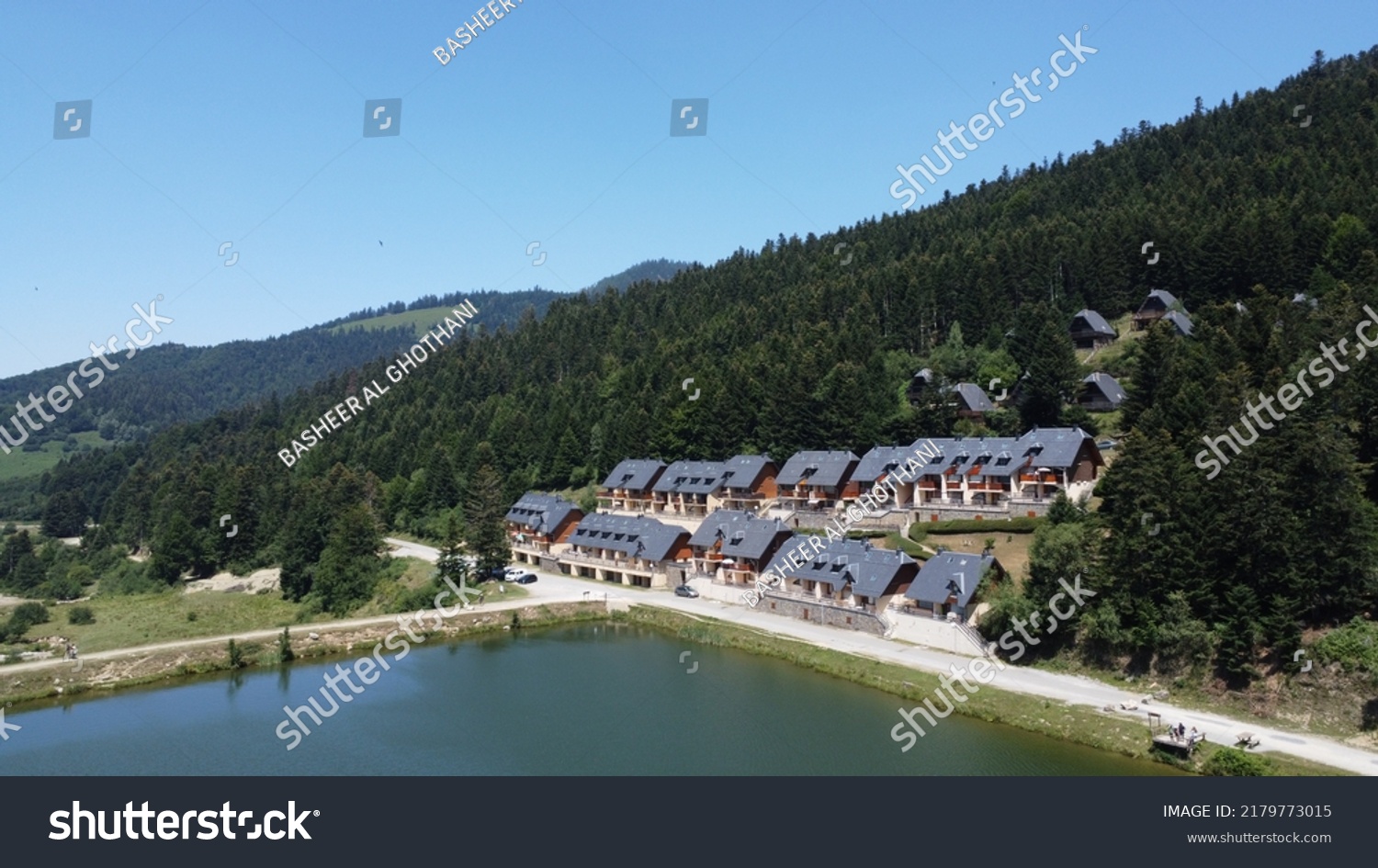 Aerial Photos Among Pyrenees Mountains Showing Stock Photo 2179773015