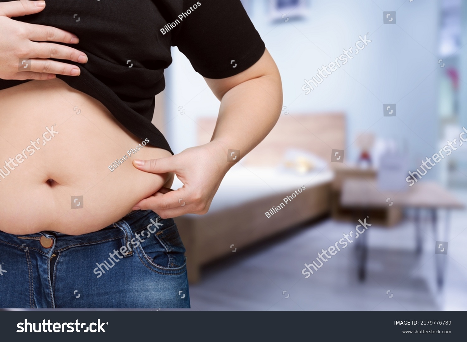 Cropped Overweight Fat Woman Holding Tummy Stock Photo Shutterstock