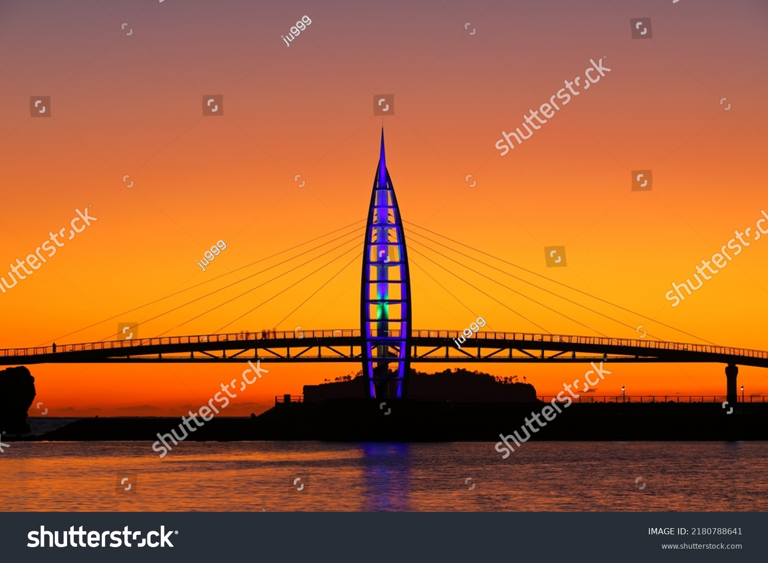 Night View Saeyeongyo Bridge Beautiful Bridge Stock Photo