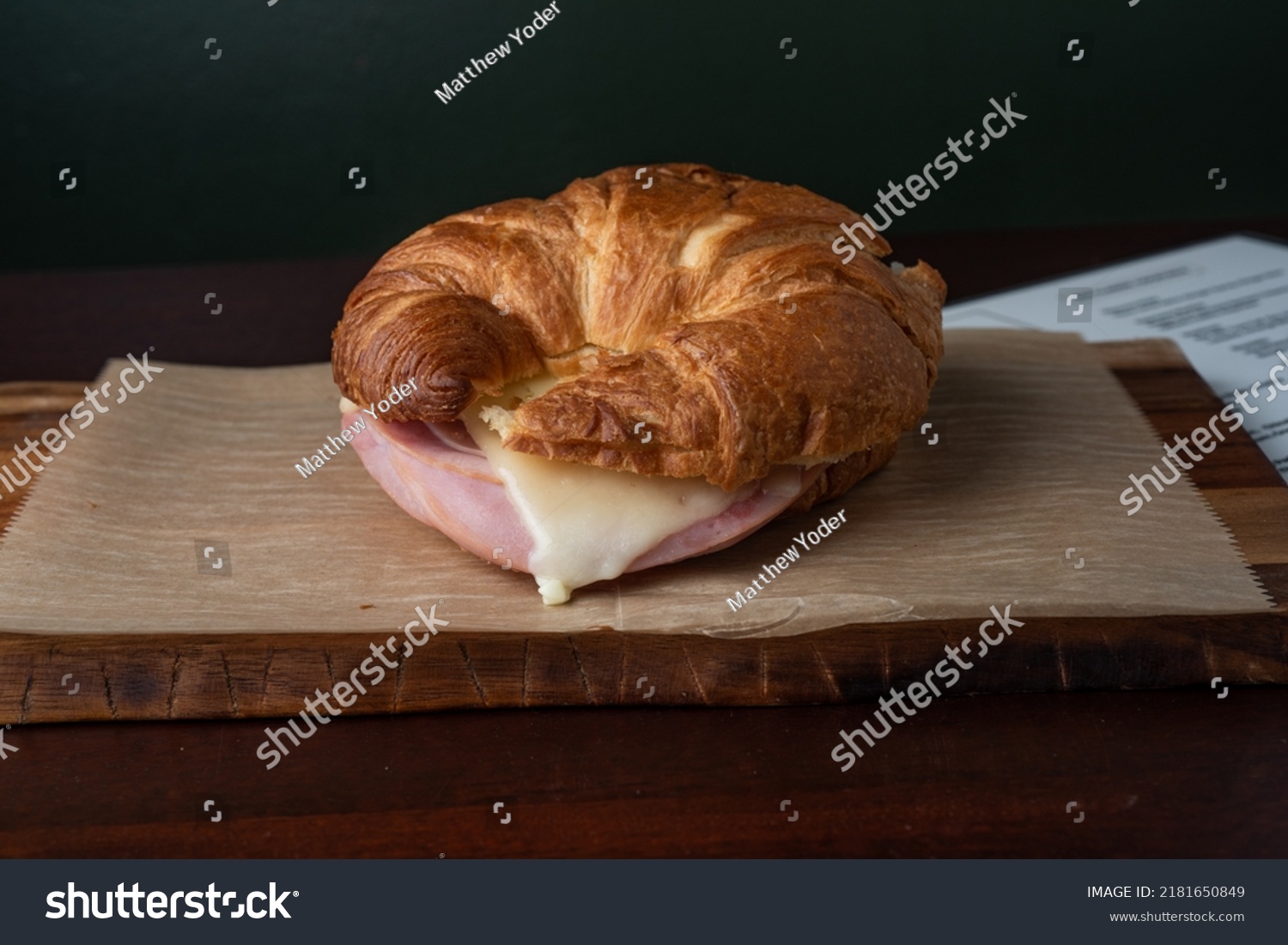 Ham Cheese Croissant Sandwich Melted Cheese Stock Photo