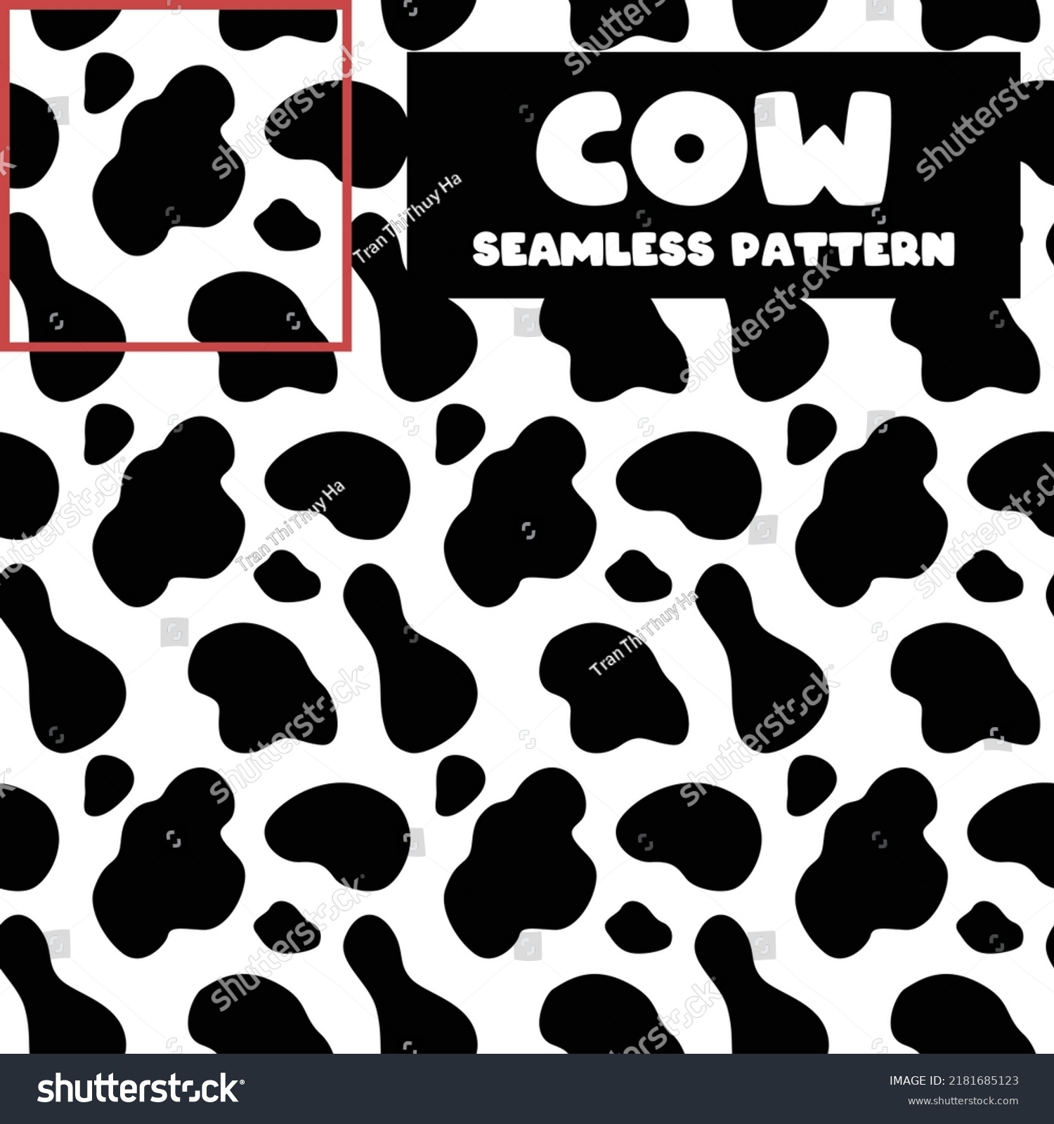 Cow Seamless Pattern Simple Cow Texture Stock Vector Royalty Free