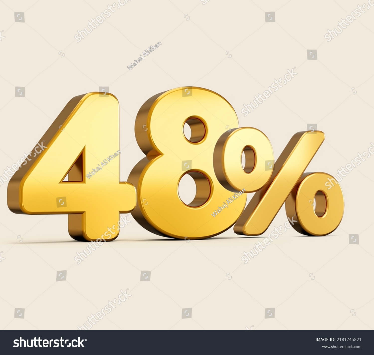 D Illustration Golden Number Forty Eight Stock Illustration