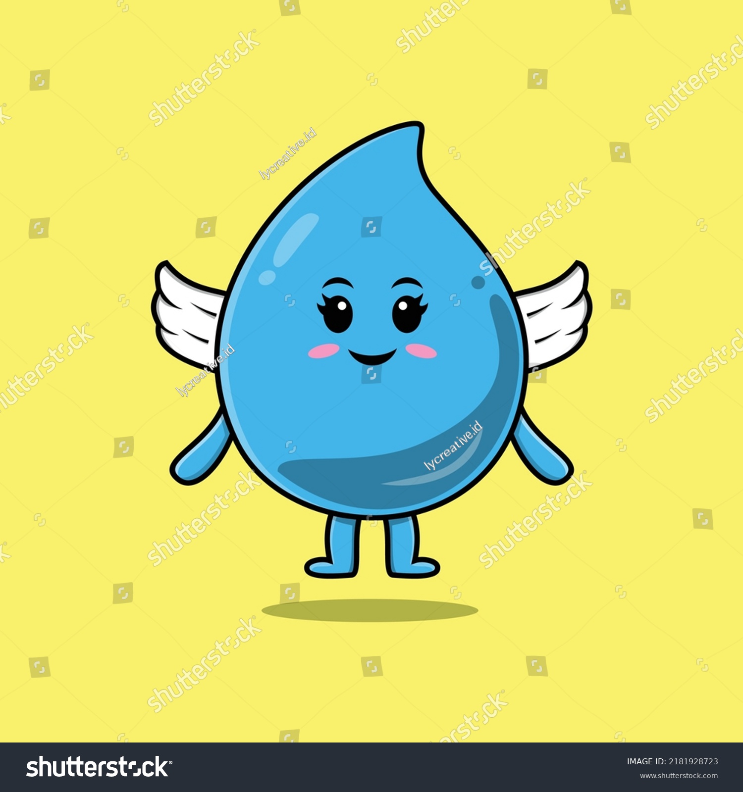 Cute Cartoon Water Drop Character Wearing Stock Vector Royalty Free