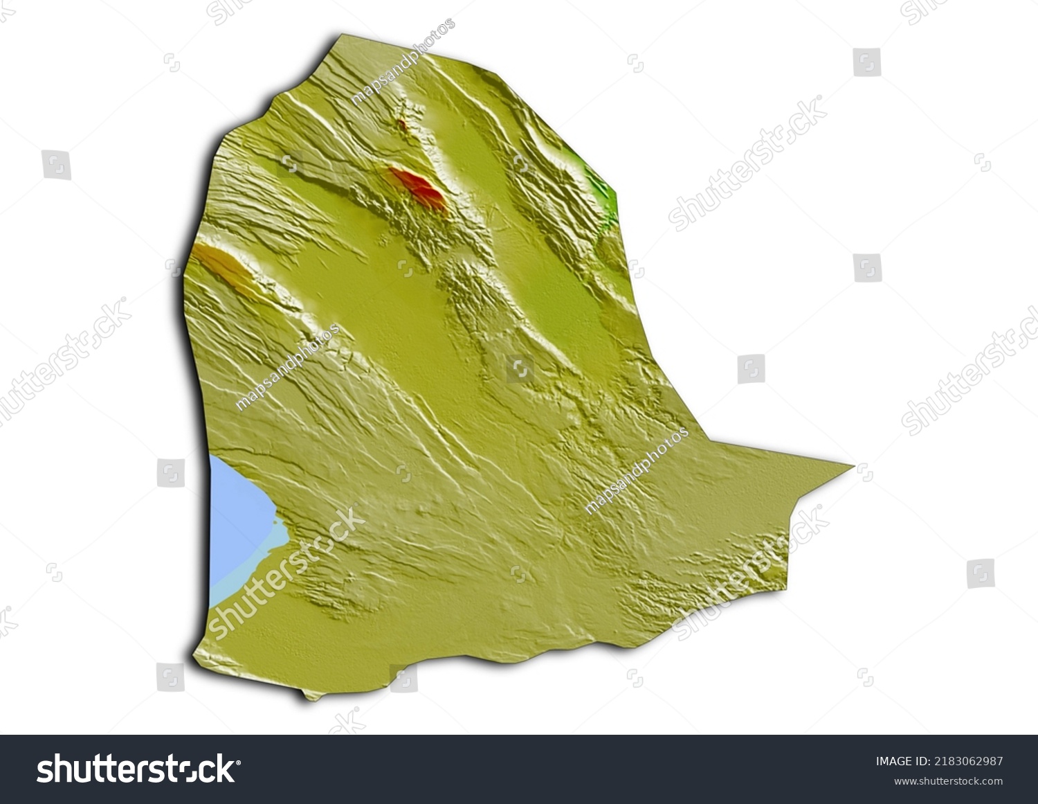 Dikhil Region Djibouti Map Shaded Relief Stock Illustration 2183062987