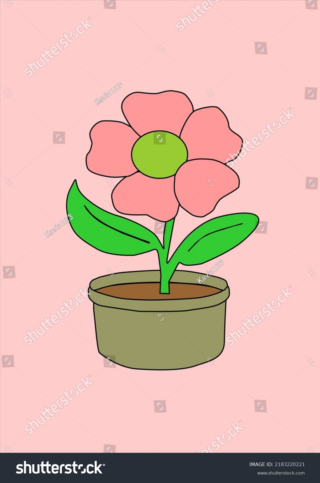 Beautiful Alluring Pink Flower Animation Vector Stock Vector Royalty