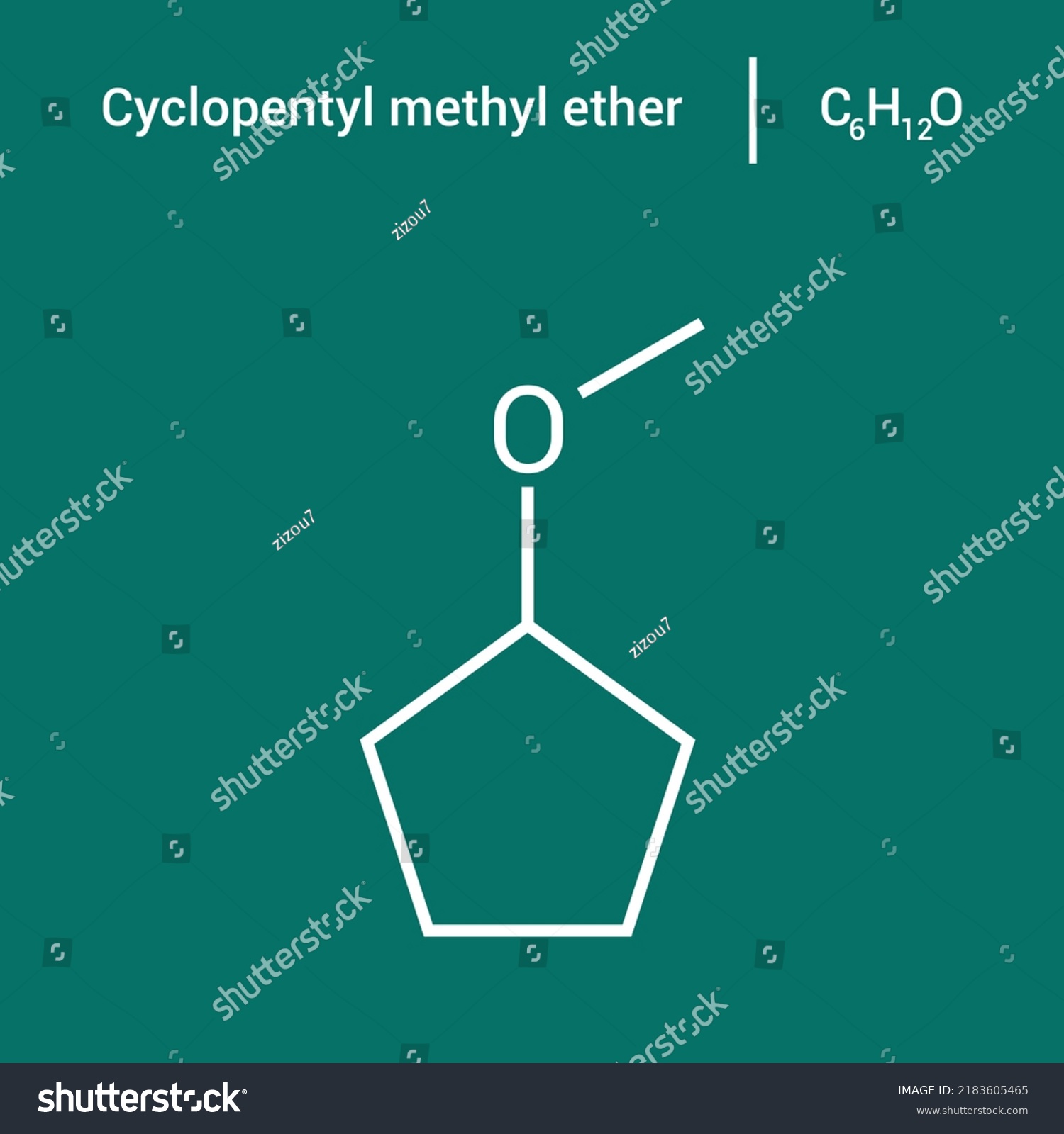 Chemical Structure Cyclopentyl Methyl Ether C6h12o Stock Vector