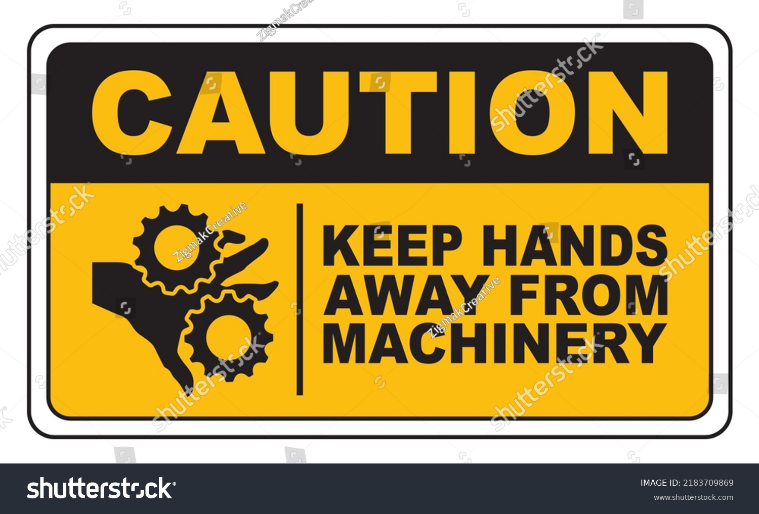 Sign Illustration Caution Keep Hands Away Stock Illustration 2183709869