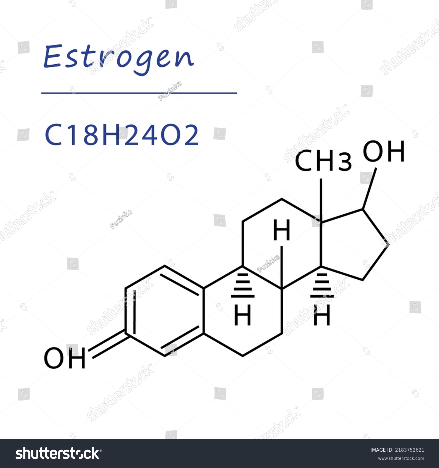 Chemical Structure Molecule Estrogen Female Sex Stock Vector Royalty