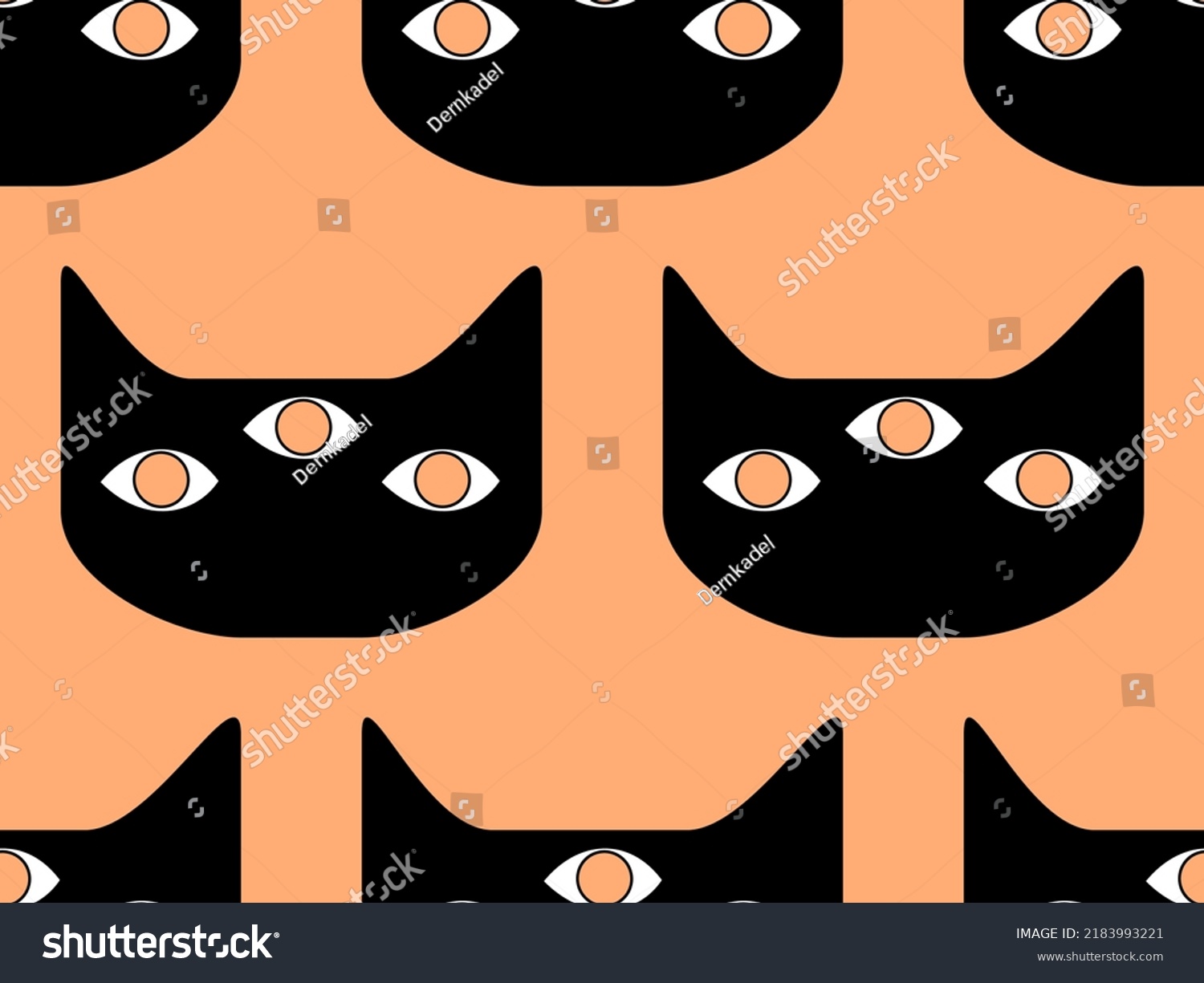 Seamless Pattern Black Cats Evil Eyes Stock Vector Royalty Free