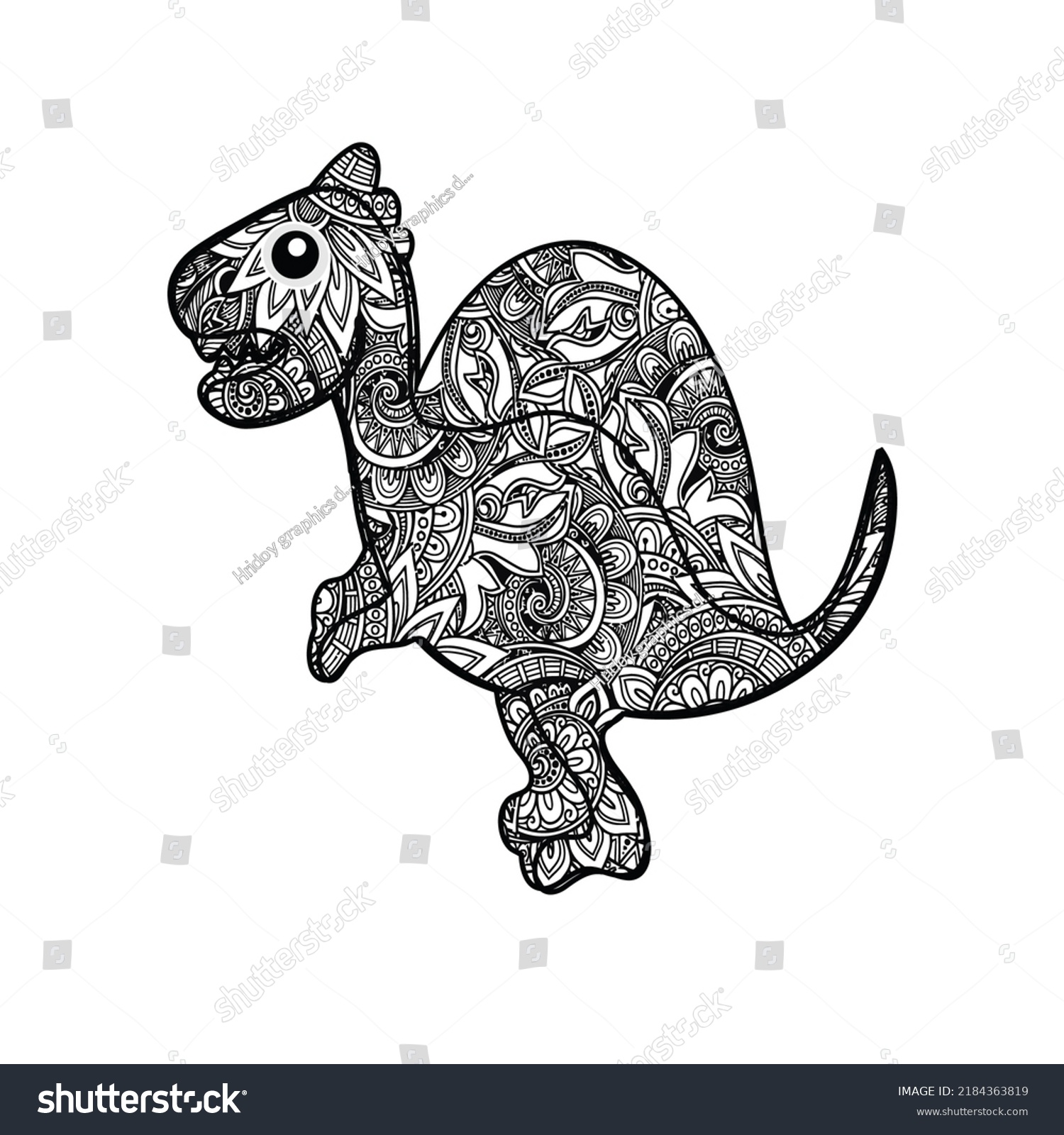 Mandala Dinosaur Coloring Pages Adults Stock Illustration