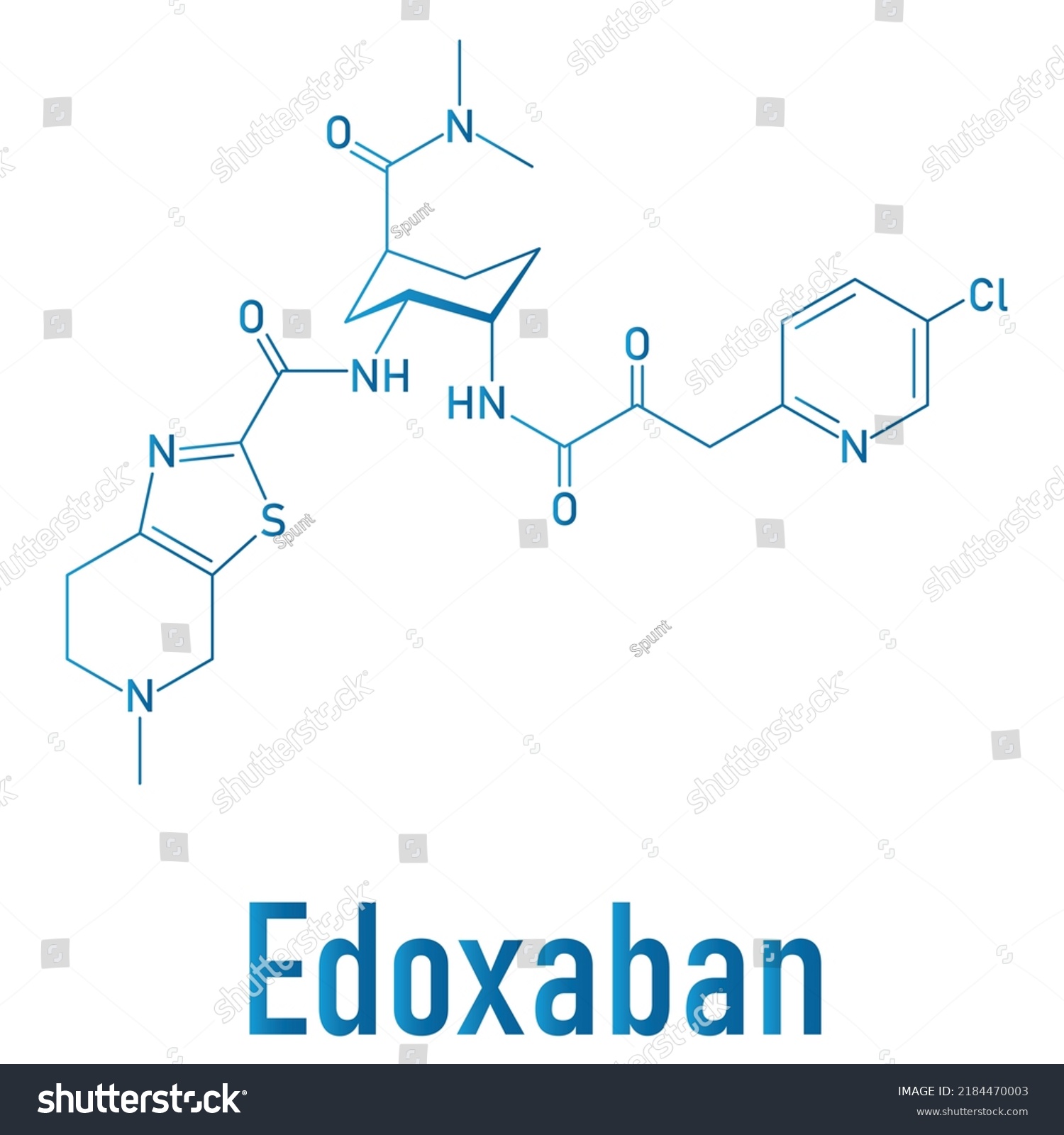 Skeletal Formula Edoxaban Anticoagulant Drug Molecule Stock Vector