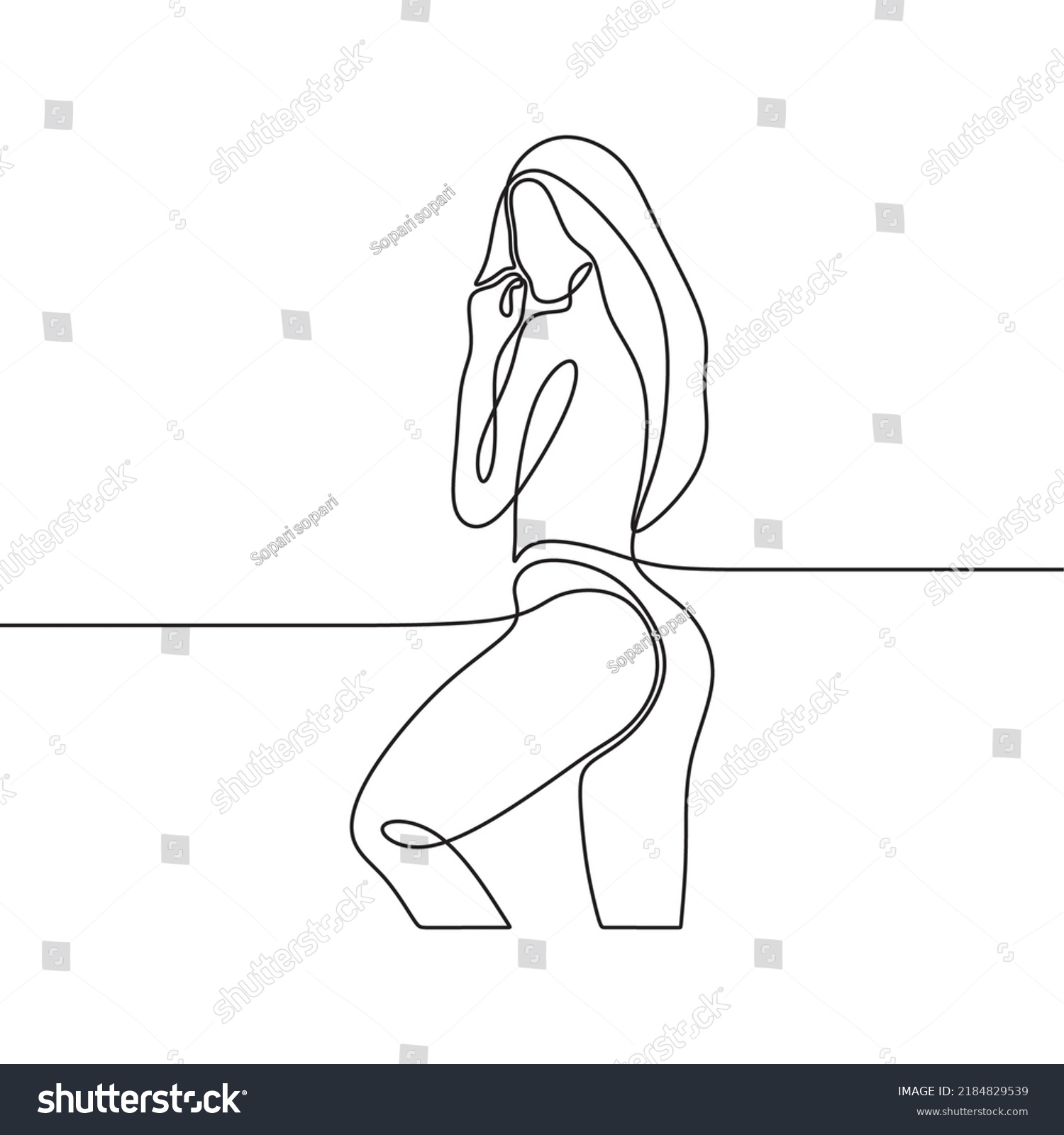 Sexy Female Body Illustration Continuous Drawing Stock Vector Royalty Free