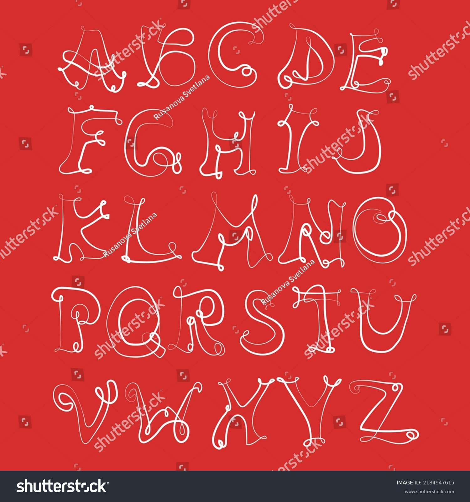 Handwritten Capital Letters English Alphabet Style Stock Vector