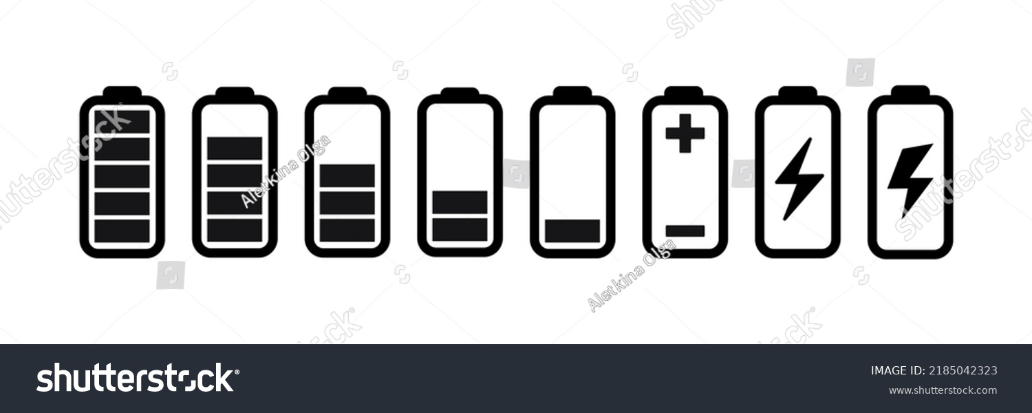 Battery Icons Set Battery Level Indicator Stock Vector Royalty Free